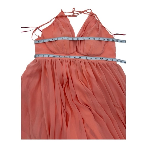 Meghan Los Angeles Coral Maxi Gown Plunge Neckline NWOT - Picture 6 of 9